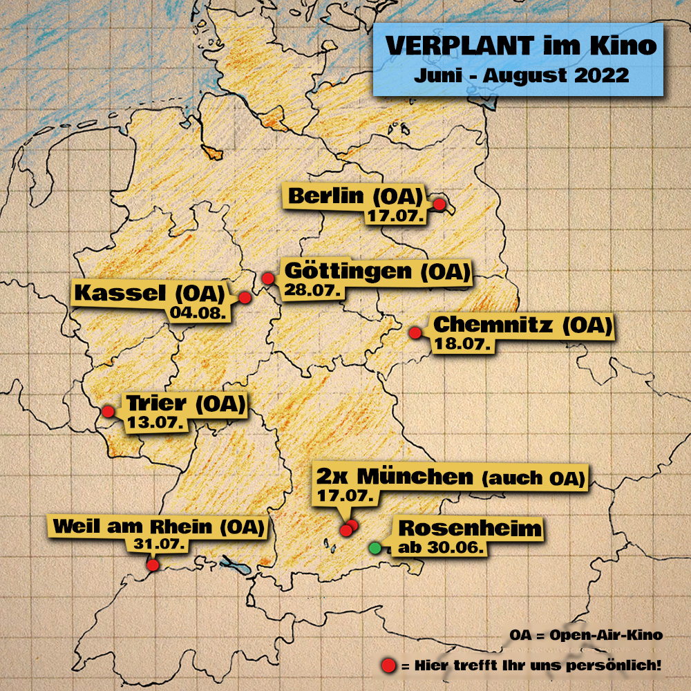 Deutschlandkarte mit Spielorten